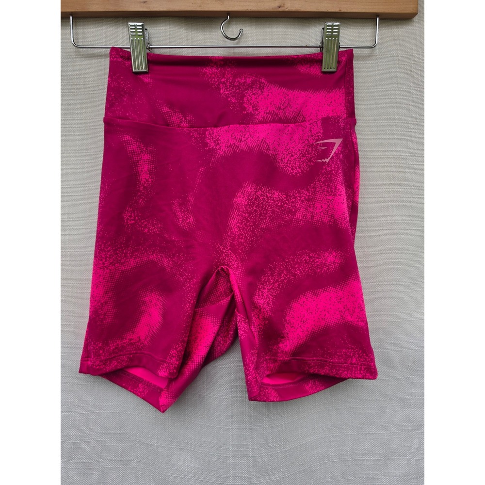 Gymshark Biker Shorts Womens S High Rise Scrunch Butt Ruched Booty Pink Halftone
